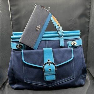 Coach Navy and Teal turnlock collection  with Wallet pre-loved